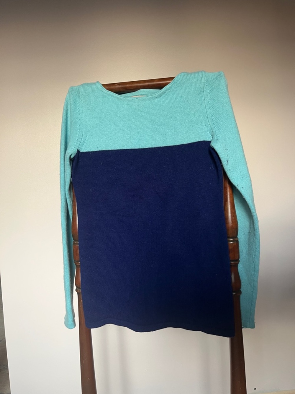 Banana Republic Teal and Navy Wool-Cashmere Sweater